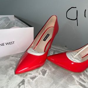 nine west medium red patent heels